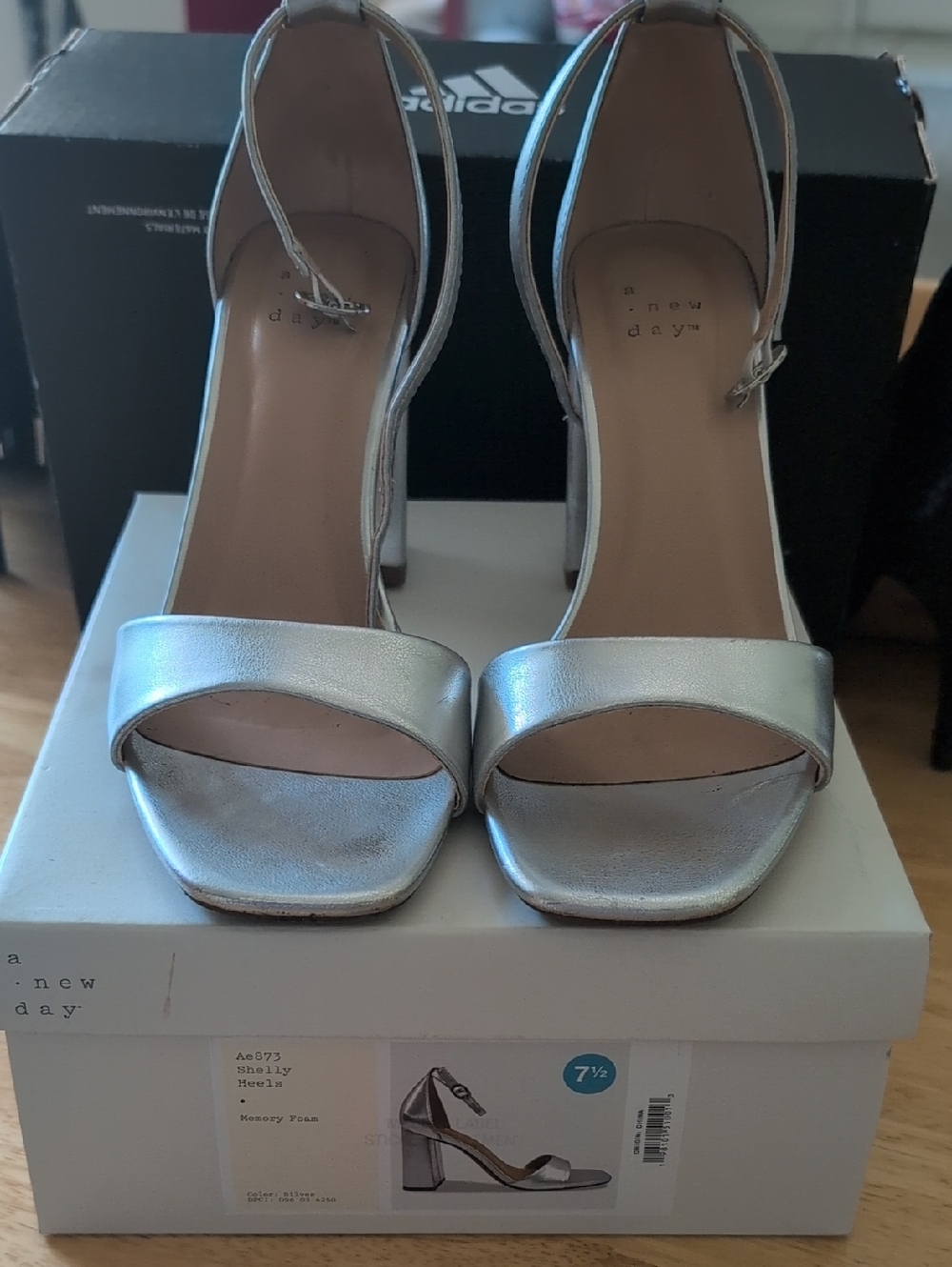 a new day Metallic Silver Open-Toe Block Heel Sandals